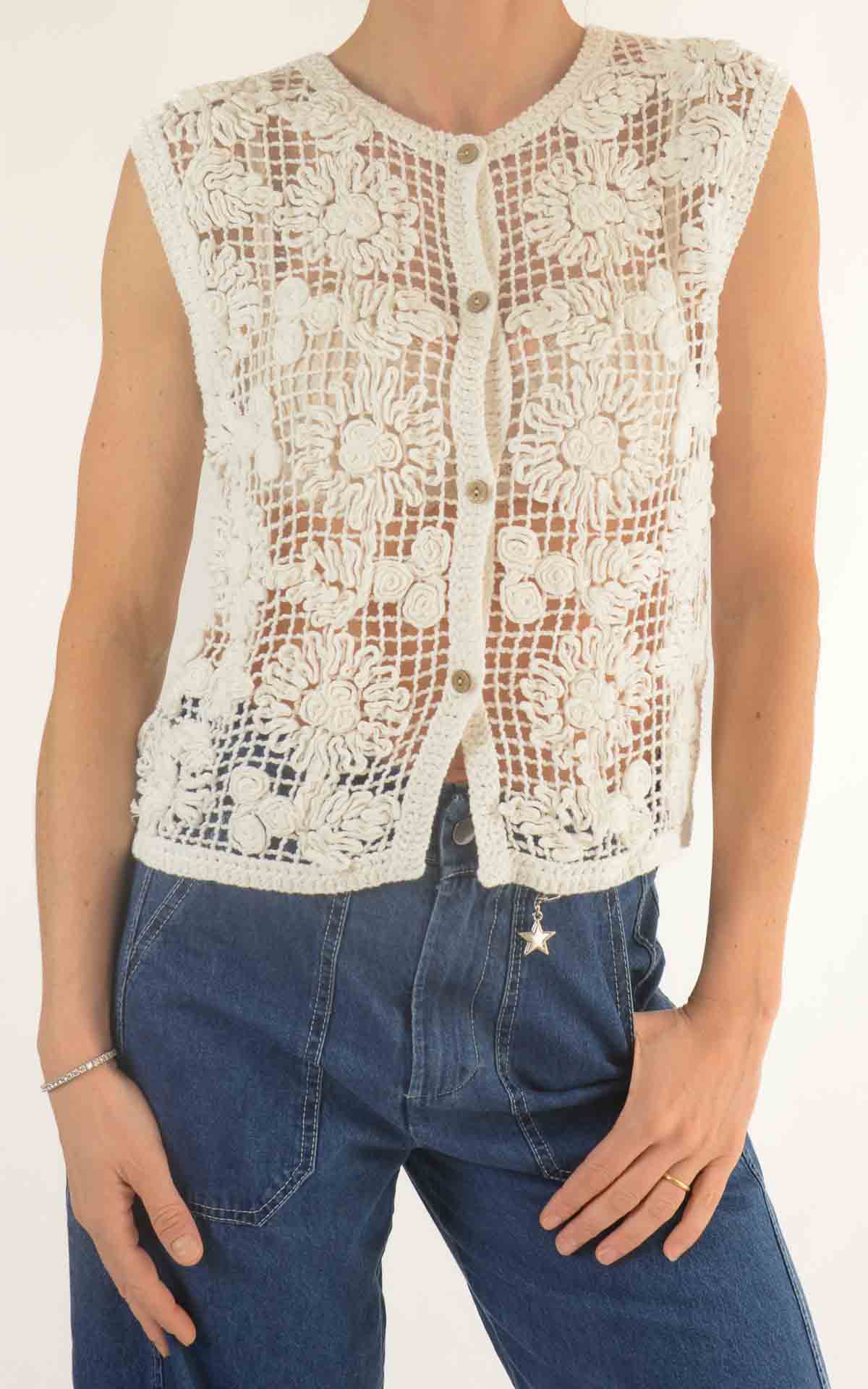 INITIAL - Gilet macramè - LATTE