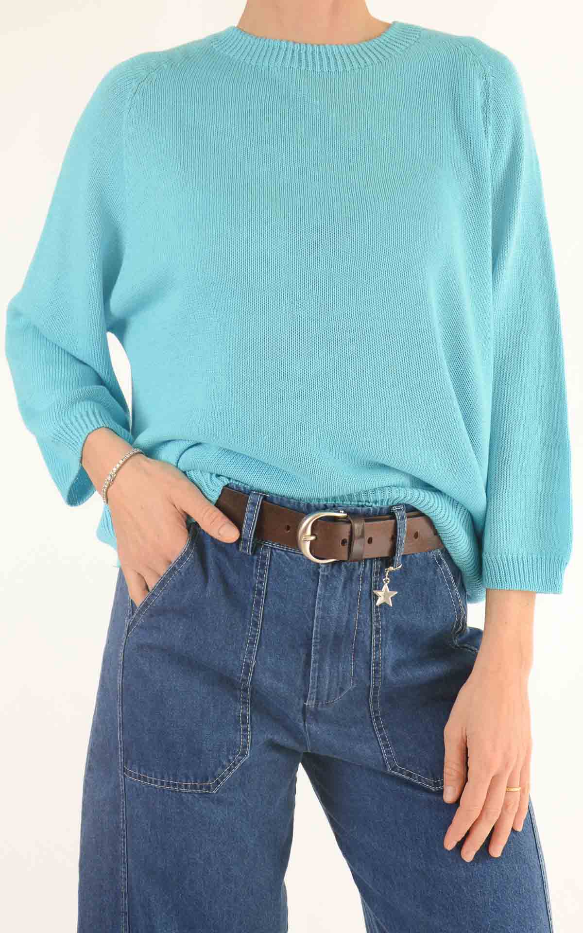 OFF-ON - Maglia filo manica 3/4 - TURCHESE