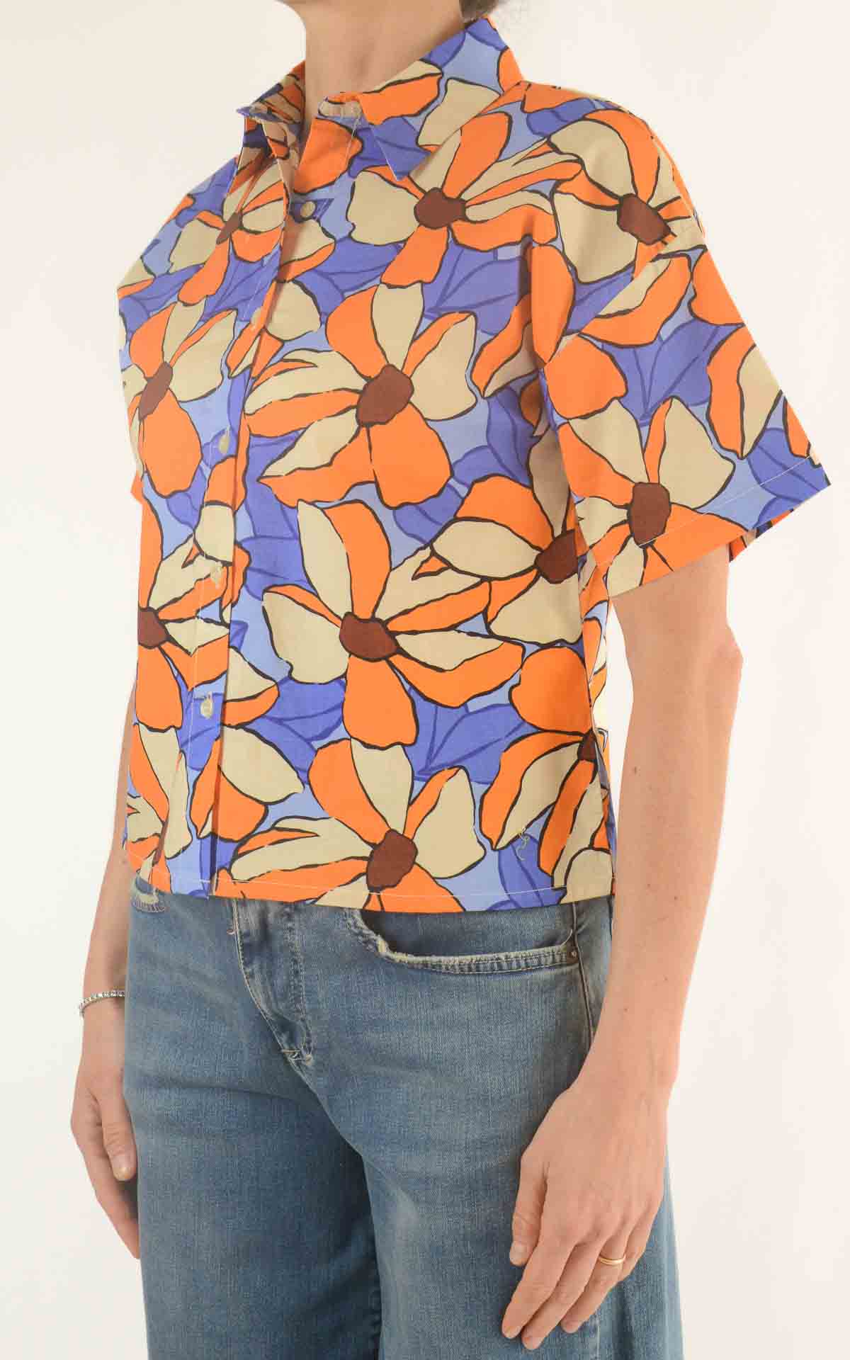 COMPAÑÍA FANTÁSTICA – Camicia floreale – INDACO/ARANCIO