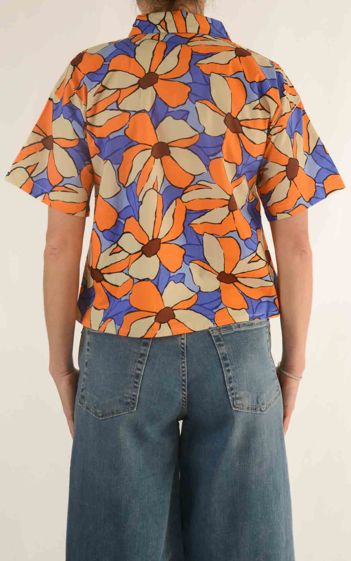 COMPAÑÍA FANTÁSTICA – Camicia floreale – INDACO/ARANCIO