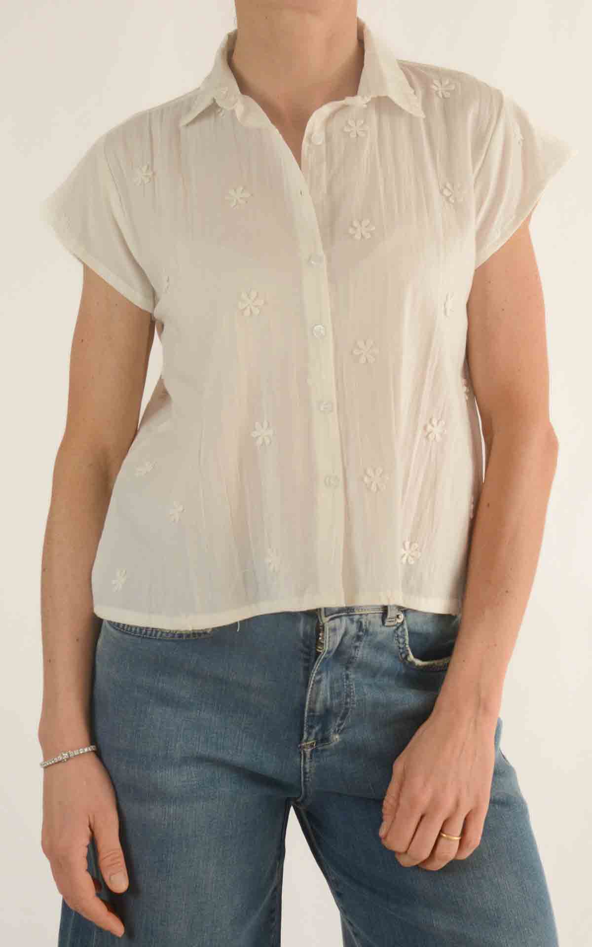 COMPAÑÍA FANTÁSTICA – Camicia fiori ricamati – PANNA