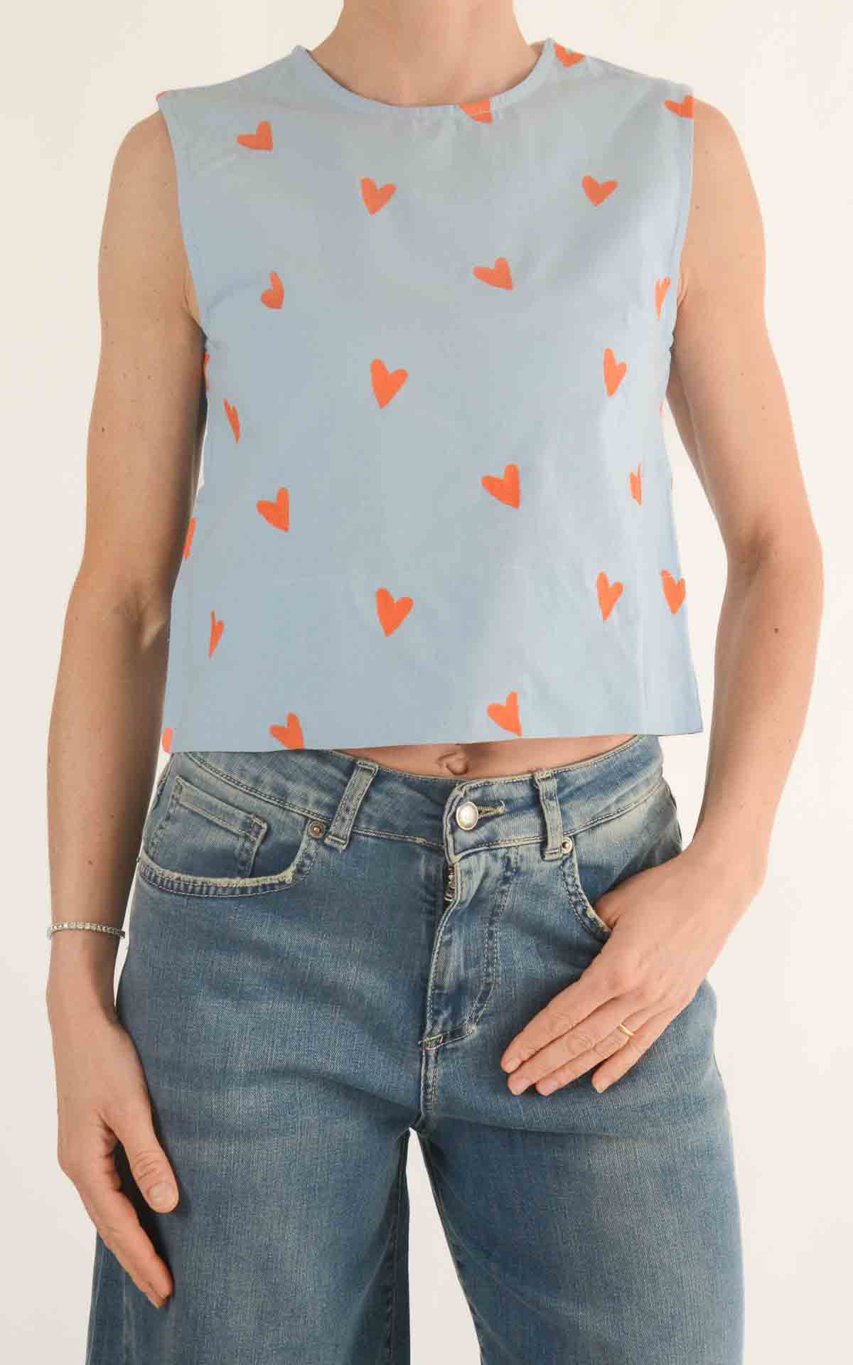 COMPANIA FANTASTICA - Top cotone cuori - POLVERE