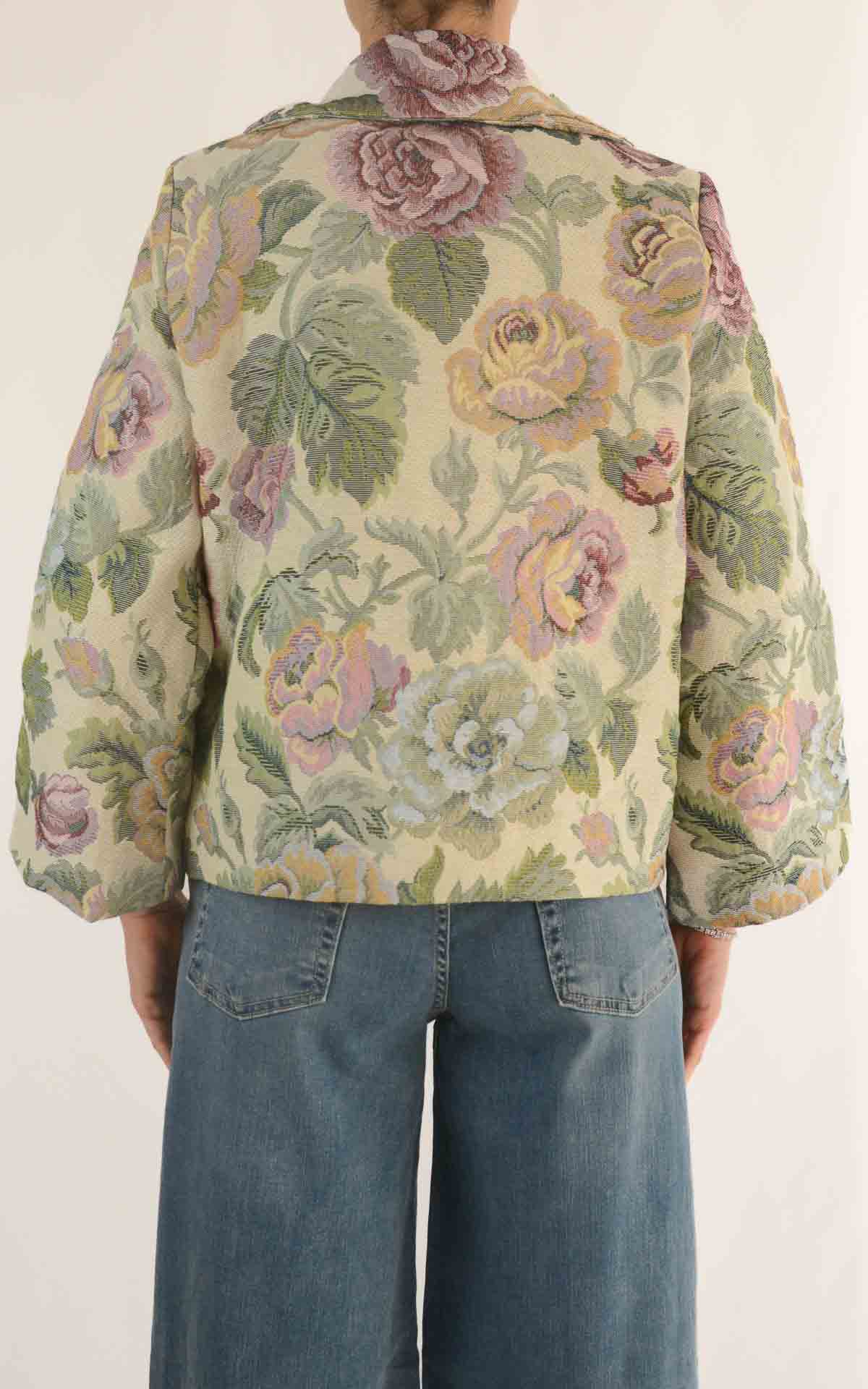 MINTH - Giacca damascata fiori - VERDE / ROSA / BURRO