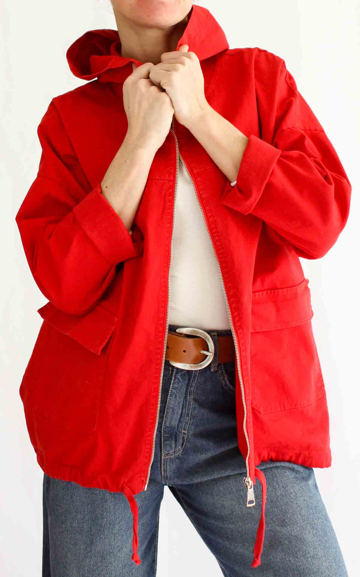 OFF-ON - Giacca cappuccio lunga - ROSSO